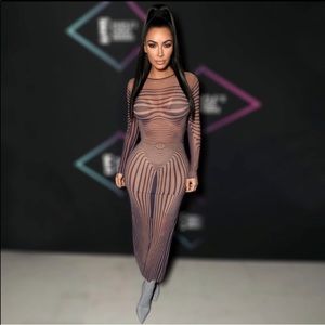 Kim K inspired Sexy and Trendy Mesh striped dress